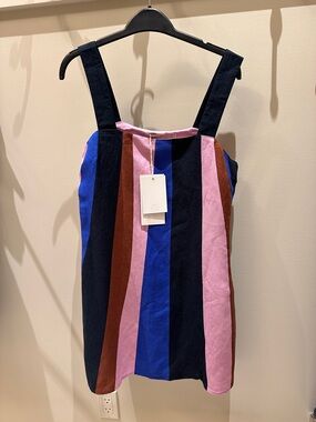 Multi-Color Vertical Stripe Tank Dress — Black, Blue, Pink, Brown